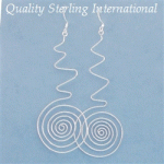 E1096 Long Swirl Silver Design Earrings