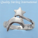 Q648 Silver Moon and Star Ring