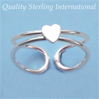 TR64 Silver Toe Ring with Heart